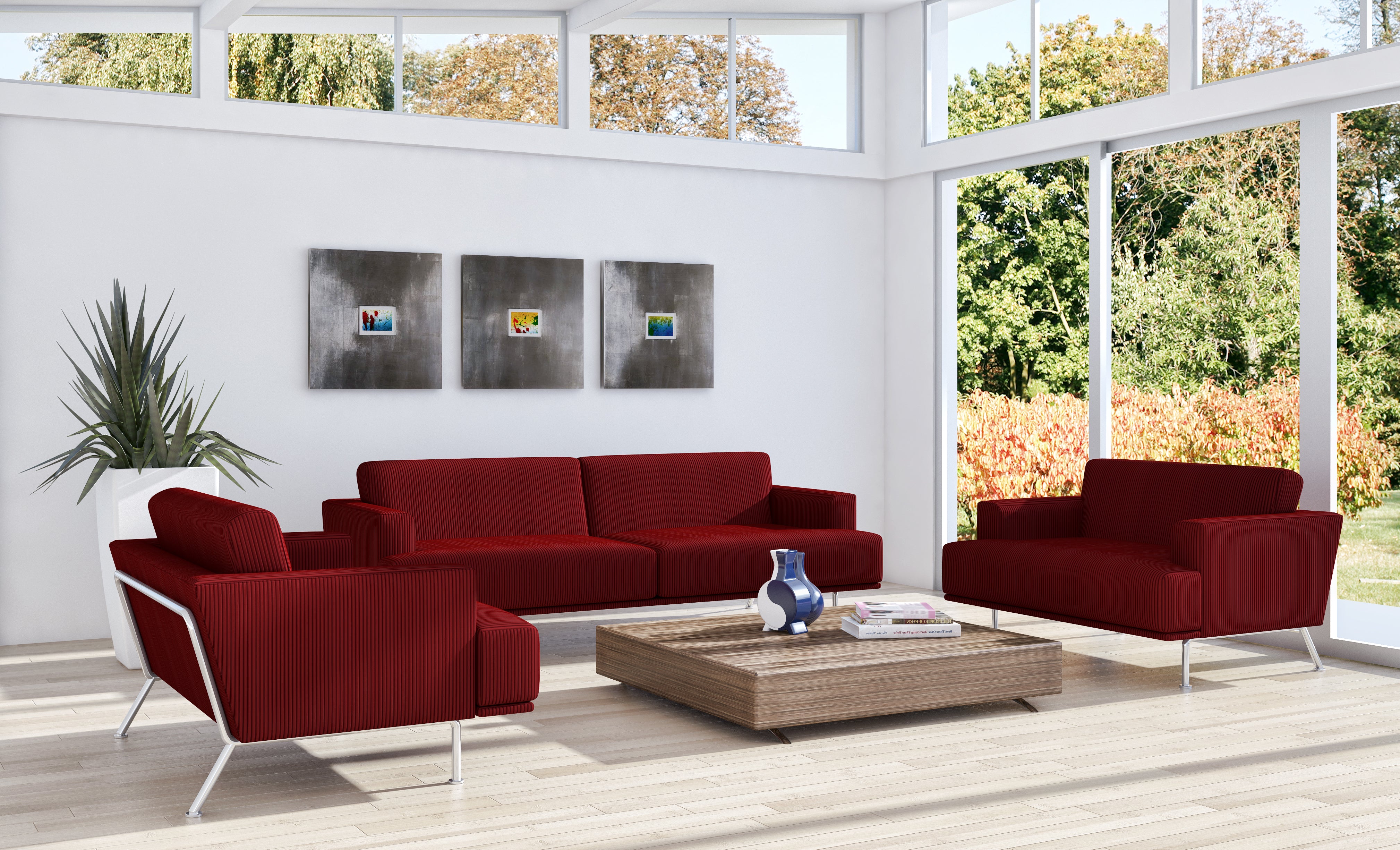 TaylorFam Modern Upholstered 3-Piece Living Room Set